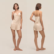 New European and American Cross-Border Women's Sexy Solid Color Swing-Neck Halter Shorts Set Simple Casual Loungewear Dt3928