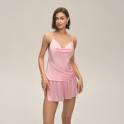 New European and American Cross-Border Women's Sexy Solid Color Swing-Neck Halter Shorts Set Simple Casual Loungewear Dt3928