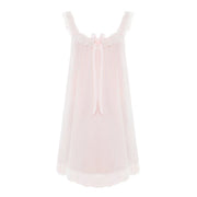 Nuo Xian Yun Spring and Summer Mid-Length Sweet U-Neck Mesh Modal Lace Strap Fairy Style Nightgown for Women