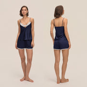 European and American Cross-Border New Home Suspender Shorts Suit Casual and Comfortable Home Wear Lace Women's Pajamas Dt3931