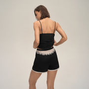 European and American Cross-Border New Home Suspender Shorts Suit Casual and Comfortable Home Wear Lace Women's Pajamas Dt3931