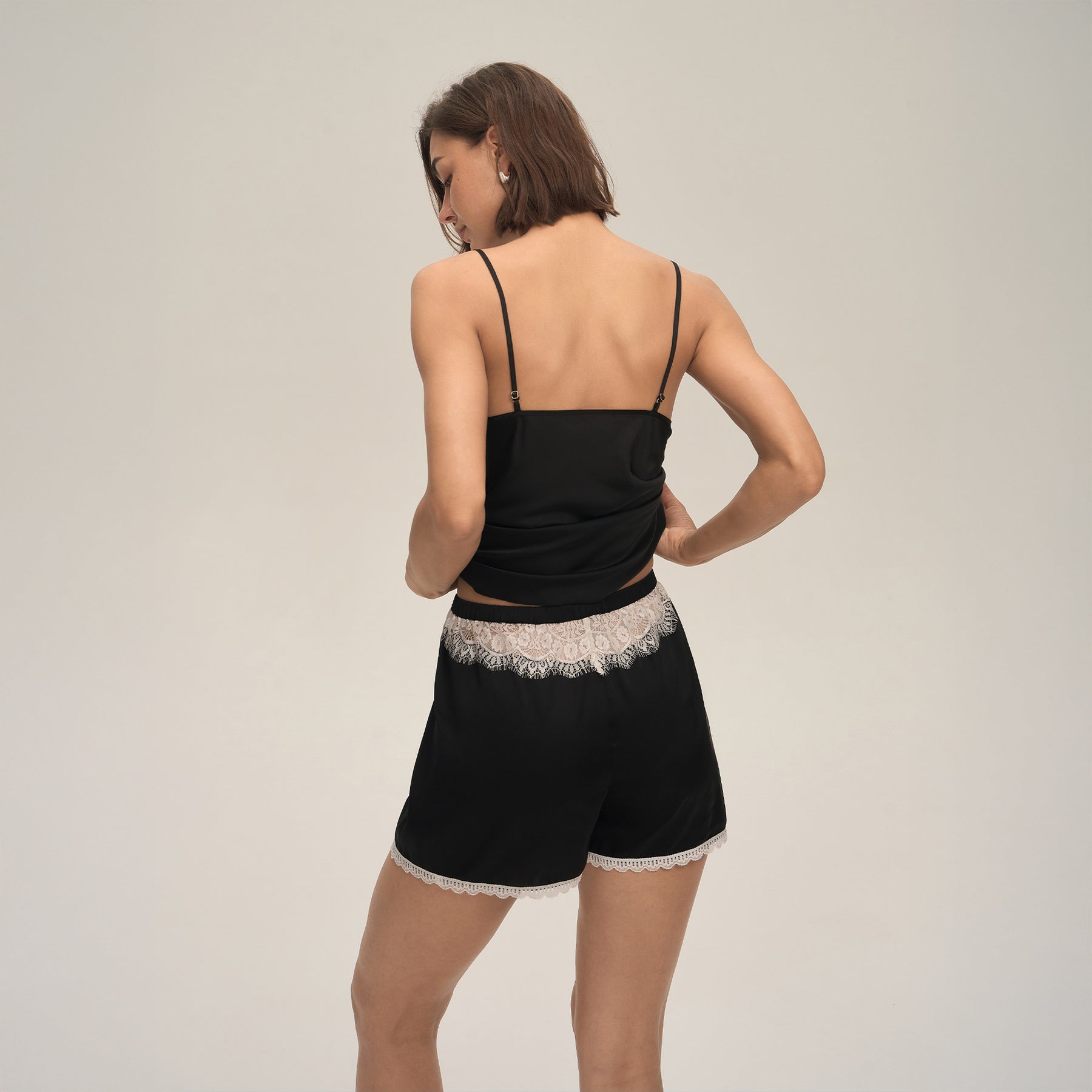 European and American Cross-Border New Home Suspender Shorts Suit Casual and Comfortable Home Wear Lace Women's Pajamas Dt3931