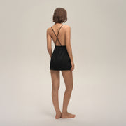 New Sexy Spaghetti Strap European and American Style Solid Color Nightgown with Lace Backless Design for Women, Summer Loungewear Dq3900