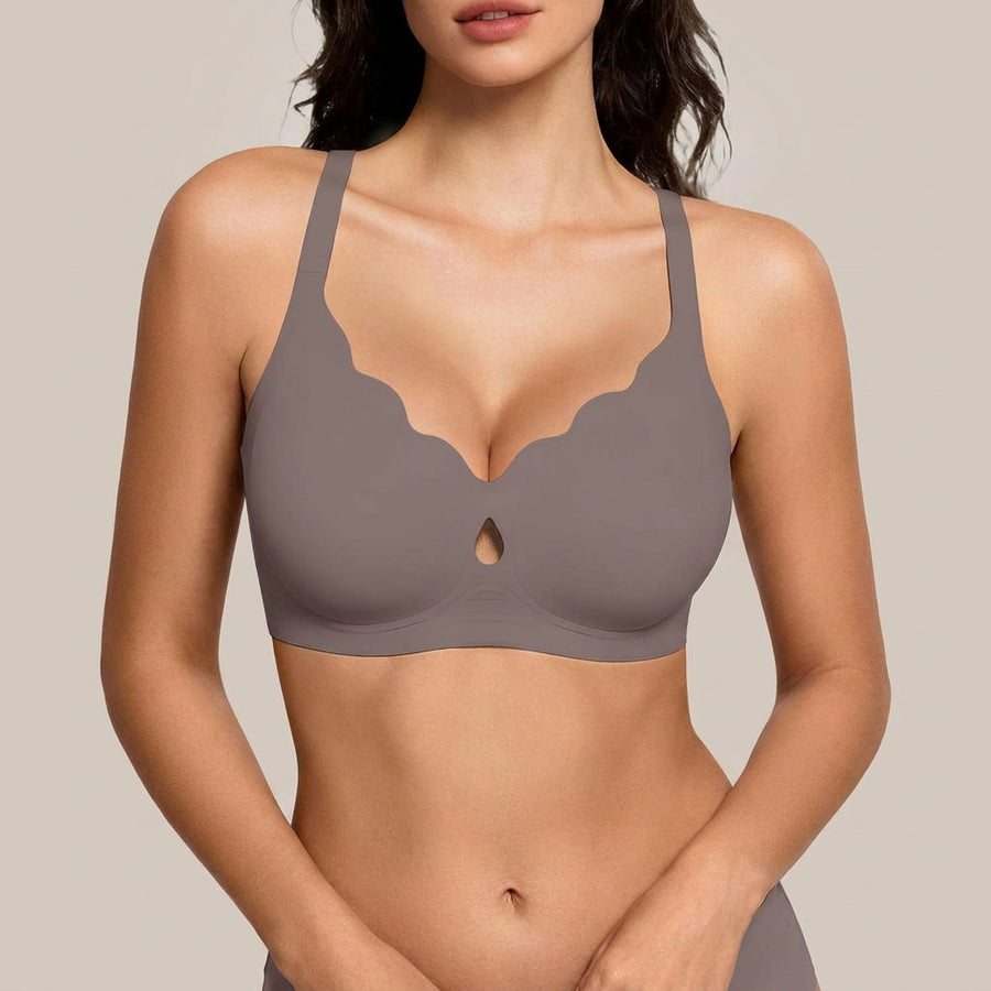 Wireless Seamless Bra with Scalloped Wave Neckline