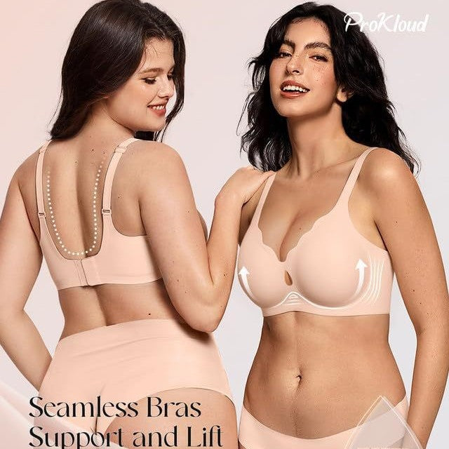 Wireless Seamless Bra with Scalloped Wave Neckline