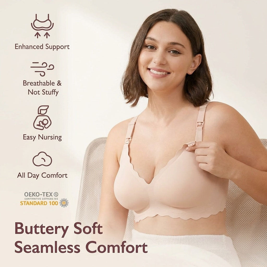 Seamless Wireless Nursing Bra with Clip Straps