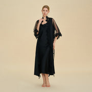 Sheer Mesh Robe and Satin Nightgown Set