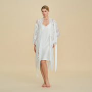 Lace Robe and Satin Slip Nightgown Set