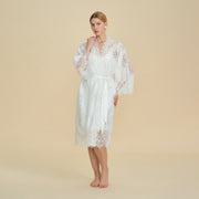 Lace Robe and Satin Slip Nightgown Set