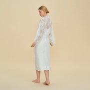 Lace Robe and Satin Slip Nightgown Set