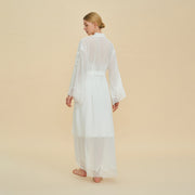 Sheer Chiffon Robe with Floral Lace Hem