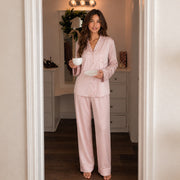 Classic Piped Satin Pajama Set for Women