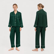 Classic Piped Satin Pajama Set for Women