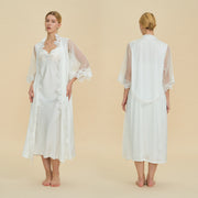 Sheer Mesh Robe and Satin Nightgown Set