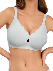 Wireless Seamless Bra with Scalloped Wave Neckline
