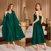 Satin Slip Nightgown and Long Robe Set