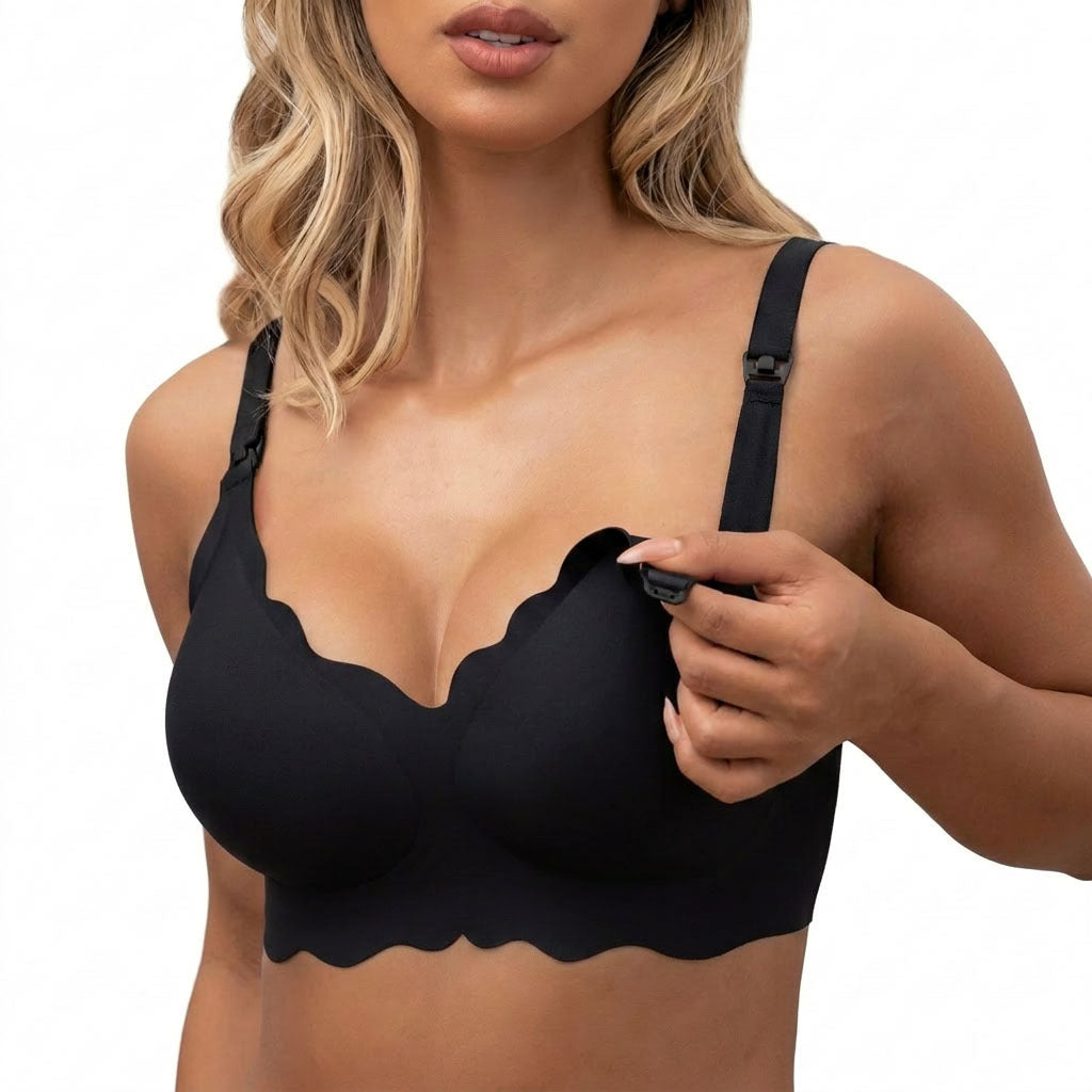 Seamless Wireless Nursing Bra with Clip Straps