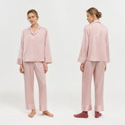 Classic Piped Satin Pajama Set for Women