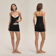 European and American Cross-Border New Home Suspender Shorts Suit Casual and Comfortable Home Wear Lace Women's Pajamas Dt3931
