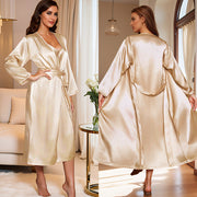 Satin Slip Nightgown and Long Robe Set