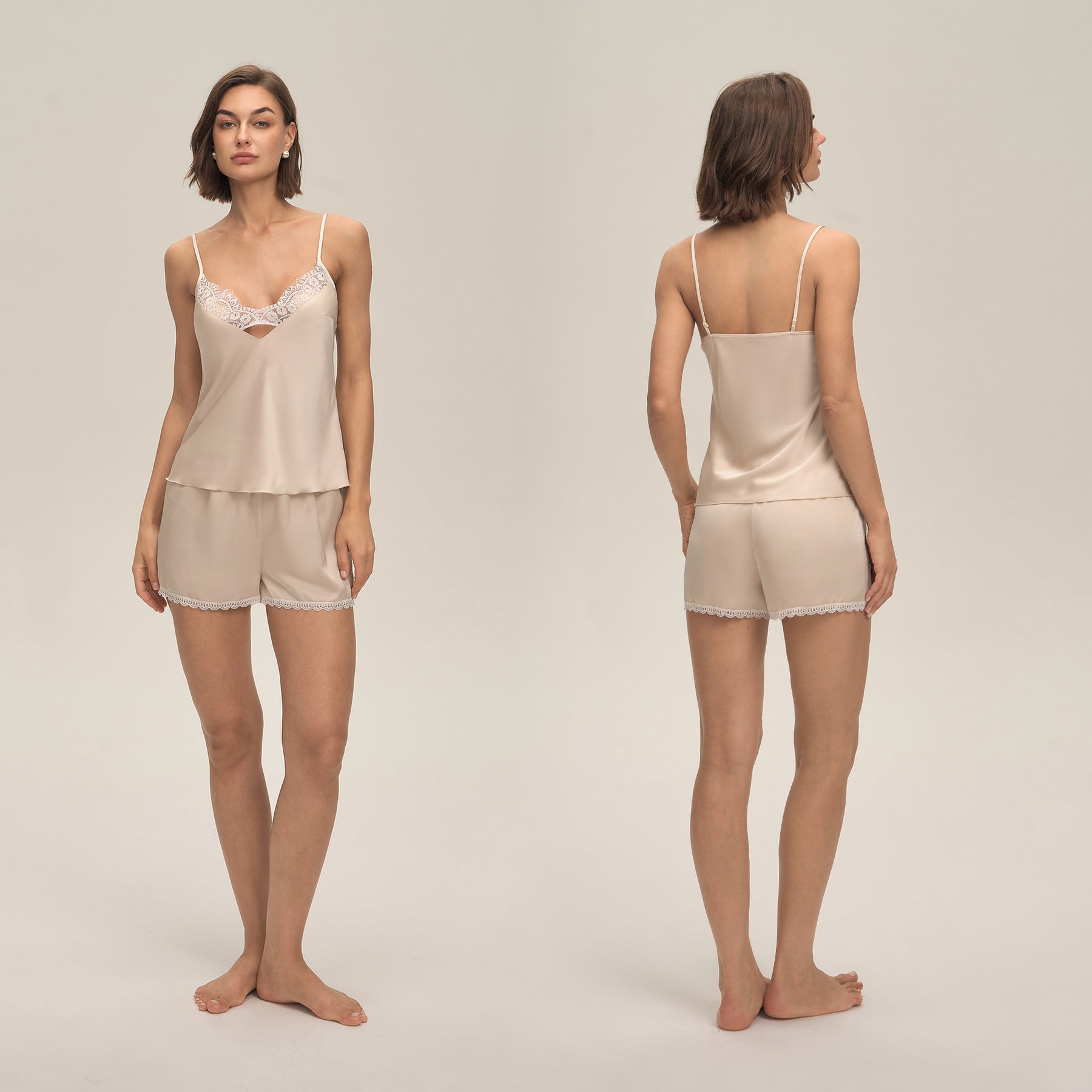 European and American Cross-Border New Home Suspender Shorts Suit Casual and Comfortable Home Wear Lace Women's Pajamas Dt3931