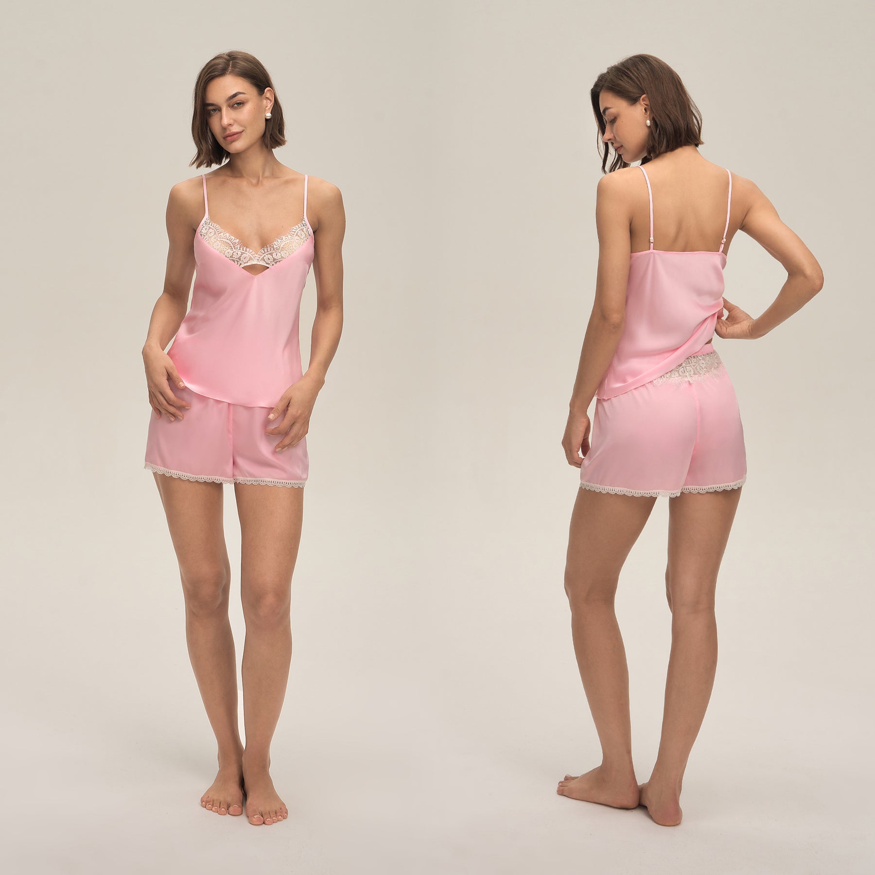 European and American Cross-Border New Home Suspender Shorts Suit Casual and Comfortable Home Wear Lace Women's Pajamas Dt3931
