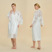 Lace Robe and Satin Slip Nightgown Set