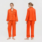Classic Piped Satin Pajama Set for Women