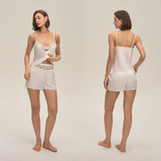 European and American Cross-Border New Home Suspender Shorts Suit Casual and Comfortable Home Wear Lace Women's Pajamas Dt3931