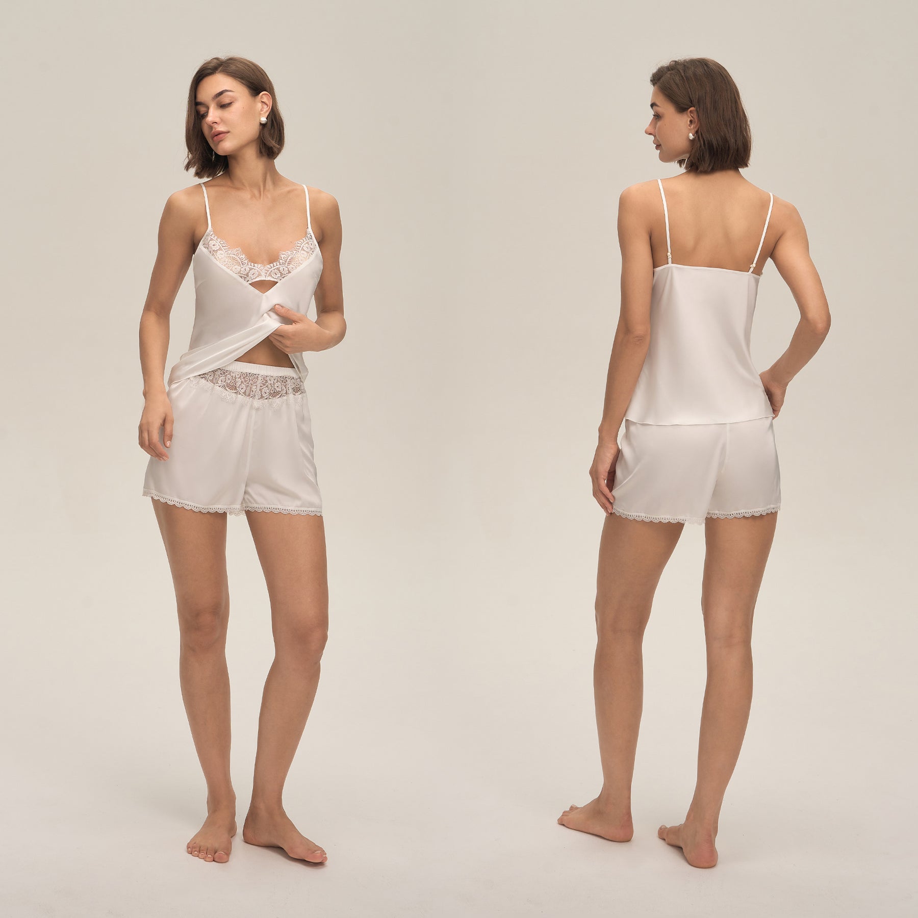European and American Cross-Border New Home Suspender Shorts Suit Casual and Comfortable Home Wear Lace Women's Pajamas Dt3931