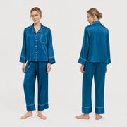 Classic Piped Satin Pajama Set for Women