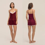 European and American Cross-Border New Home Suspender Shorts Suit Casual and Comfortable Home Wear Lace Women's Pajamas Dt3931