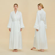 Long Wrap Robe with Ruffled Bell Cuffs